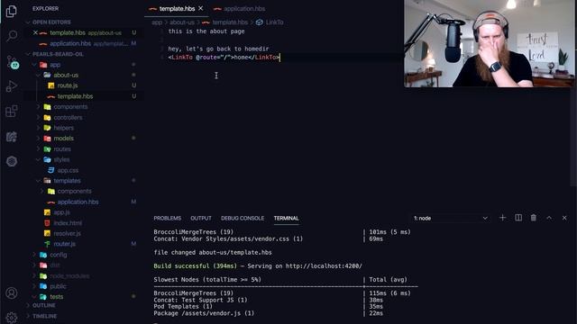 Pearls Beard Oil install dep, creating routing and building first template about page video 8 смотреть онлайн