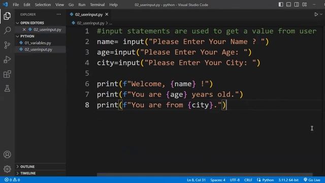 03 User Input in Python | Python User Input Examples