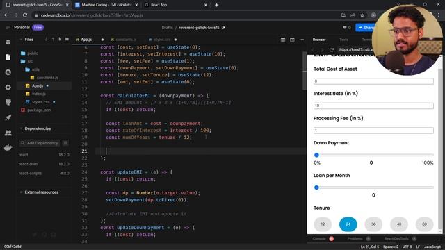 React JS Interview Questions ( EMI Calculator ) - Frontend Machine Coding Interview Experience