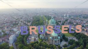 Inscription on video. Brussels, Belgium. National Basilica of the Sacred Heart. Early morning. Mult