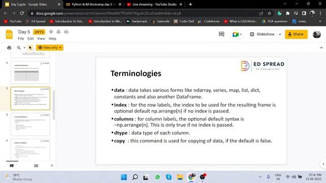 Python and Machine Learning Bootcamp [Day-5] | ED SPREAD