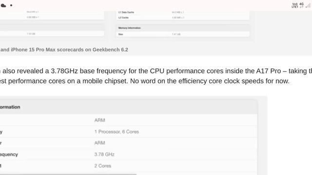 Apple A17 Pro chipset appears on Geekbench, performance cores clocked at 3.78GHz ||
