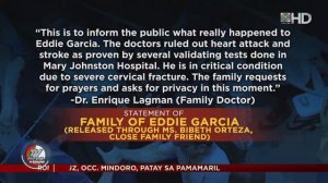 Kampo ni Eddie Garcia nilinaw na di inatake sa puso ang aktor | TV Patrol