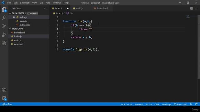 COMPLETE JavaScript Full Stack COURSE:  Exercise Throw Custom Error Object