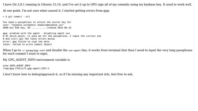 Git can't invoke gpg-agent to sign commits смотреть онлайн