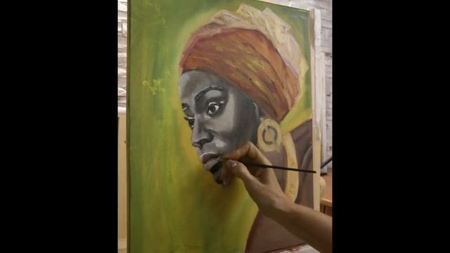 Девушка с бусами/Рисуем красивую африканку/ Рисуем маслом портрет смотреть онлайн