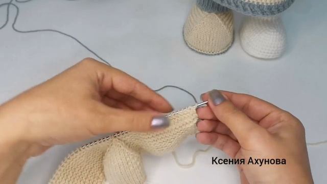 Обувь для зайки в стиле Тильда (спицами) #вязание #обувьспицами #вязаниекрючком#игрушки