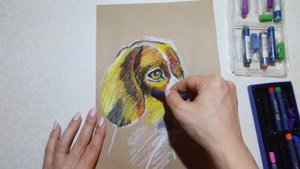 Рисуем масляной пастелью щенка | Рисуем собаку