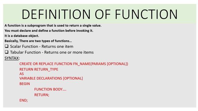 Pl/SQL Function in Oracle || Pl/SQL Stored Procedure in Oracle