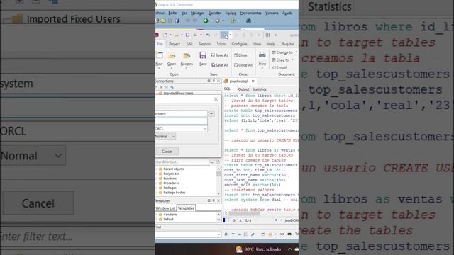 Utilizando base de datos oracle y pl sql developer