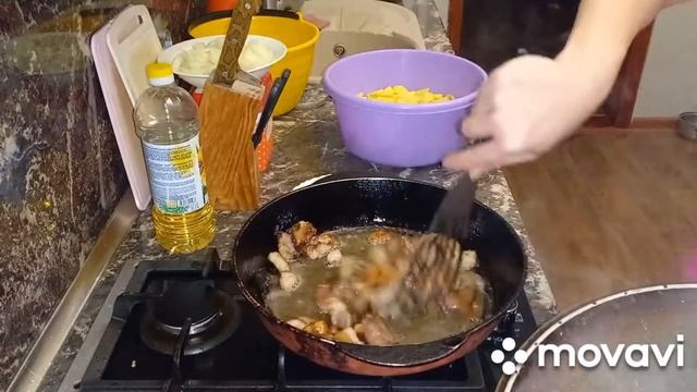 Картошка Жареная на Сале. Готовим Быстро и Вкусно. Как Пожарить Картошку на сале с луком.