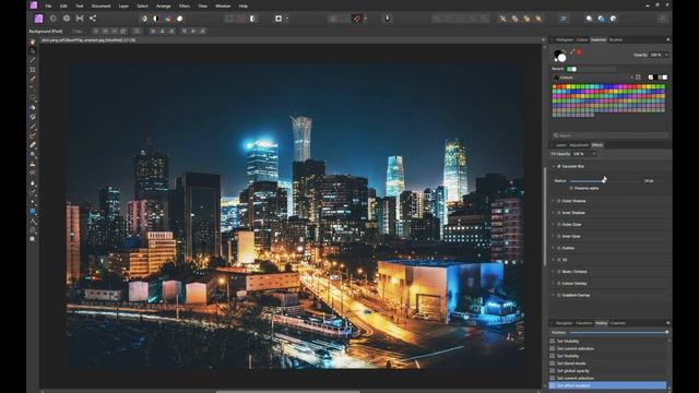 Трюк с фотографией ночного города с помощью Affinity Photo