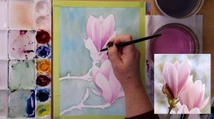 Watercolor Magnolia Flowers - Full-Length Painting Course