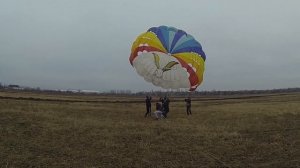 Буксировка парашюта за машиной, полет на парашюте,  Парасейлинг, Parasailing, Майкоп (декабрь 2018)