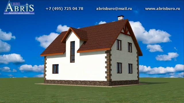 K1159-145 Проект коттеджа с крыльцом и мансардным этажом из газобетонных блоков