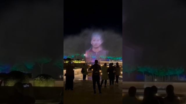 Поздравление с Днём Победы китайцев через Амур в Благовещенске