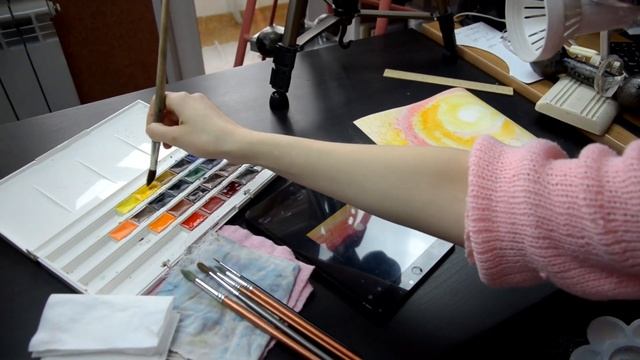 Рисуем закат в Африке, с силуэтами животных и растений. Рисуем акварелью. Поэтапный видеоурок
