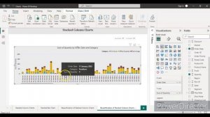 Power BI column chart Interactive visuals