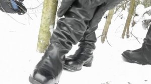 Russian Box-calf tallboots in winter | Хромовые сапоги зимой