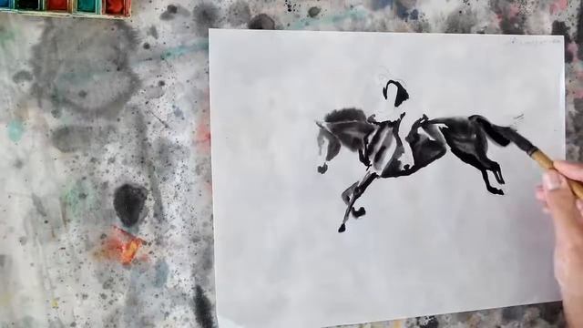 Real time draw riding horse with brush / рисовать всадницу на лошади кисточкой смотреть онлайн