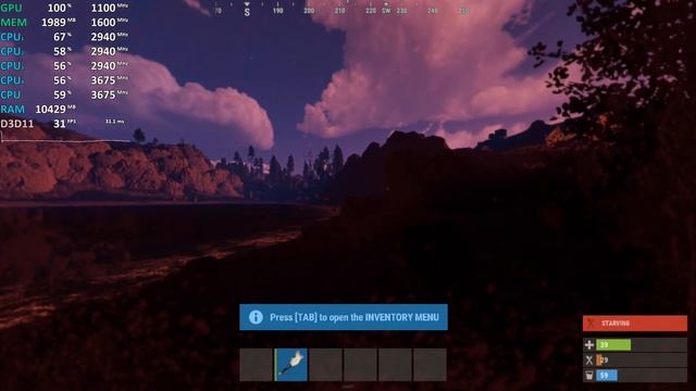 Rust on Ryzen 3 2200G Vega 8 - stock & oc - Gameplay Benchmark Test