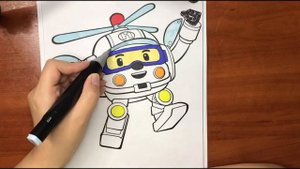 Draw Robocar Poli Heli Рисуем Робокара Поли for kids Bolalar