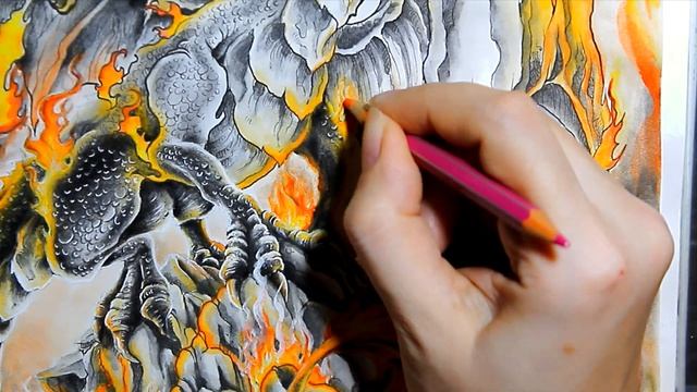 МК Как нарисовать огонь, пламя. Огненный дракон. Мифоморфозы смотреть онлайн