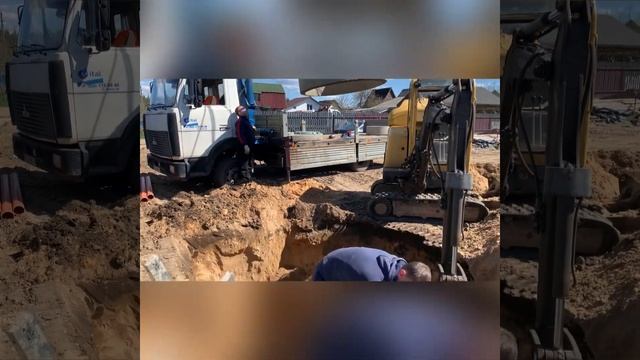 Кессон для скважины и канализация в идеальном песчаном грунте на 6.5 куба.