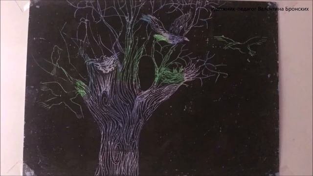 Как нарисовать пейзаж | Граттаж | Для детей10+ #урокиизо #урокрисования #графика #легко #граттаж