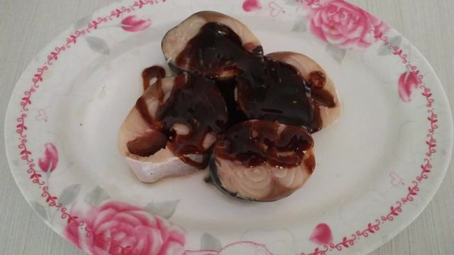 Скумбрия запечённая с картофелем под соусом терияки