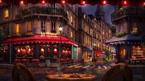 Rainy Night Paris Cafe Ambience with Smooth Jazz and Rain Sounds for Relaxation, Focus, & Sleep