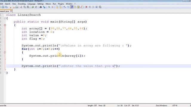 Linear Search Algorithm In Java