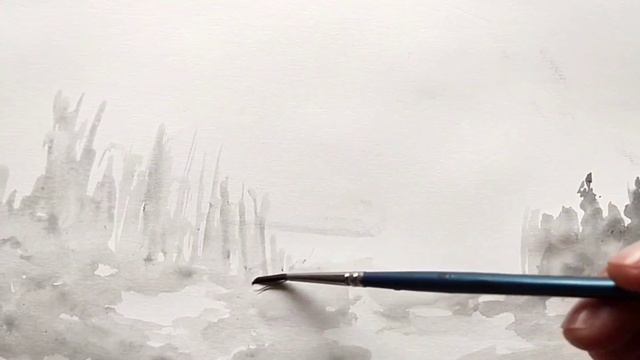 How to paint a stunning misty water colour land scape for beginners l water colour painting l смотреть онлайн