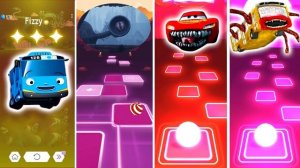 Tayo The Little Bus VS Siren Head VS Lightning Mcqueen VS Bus Eater | Tiles Hop EDM Rush