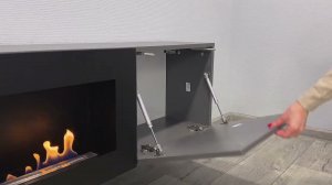 Тумба ТВ Lux Fire "Каспий" настенная 1600 матовая, графит с биокамином 600