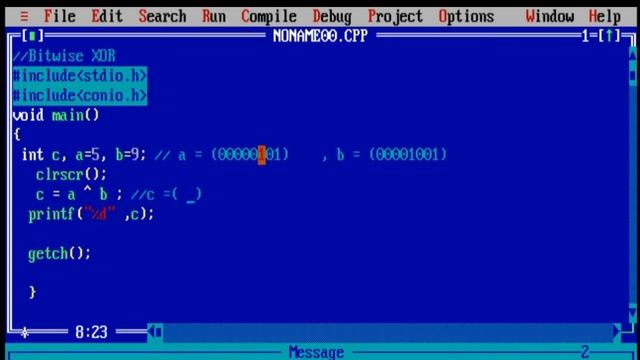 28.Bitwise XOR Operator | Operators in C | C programming tutorials | Turbo C++ IDE