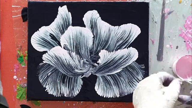 ПРОСТАЯ ТЕХНИКА рисования ВЕРЁВКОЙ от Марины / Как нарисовать цветок верёвкой и акрилом за 5 МИНУТ