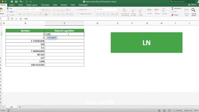 How to Use the LN Formula in Excel - Compute Expert смотреть онлайн