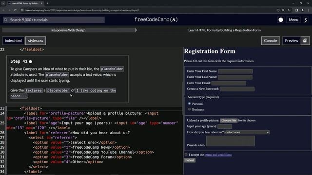 Learn HTML Forms by Building a Registration Form - Step 41