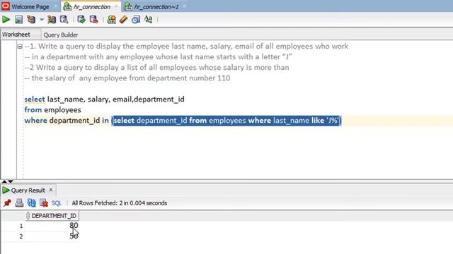 Oracle SQL Using SubQuery Part 5 - Lesson 78