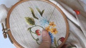 How to embroider cornflowers, embroidery for cloth/Как вышивать васильки