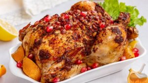 Цитрусовая начинка-маринад для птицы.
КУРИЦА, ЗАПЕЧЁННАЯ С ГРАНАТОМ И ЦИТРУСАМИ