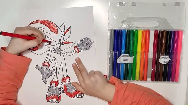Ёж Шэдоу. Раскраска. Shadow the Hedgehog. Coloring. смотреть онлайн
