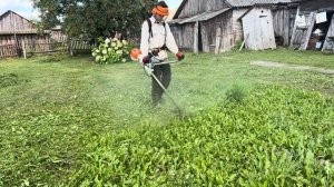 Штиль ФС 460 С-ЕМ косим траву | Stihl FS 460 C-EM cutting down small grass [пример работы по покосу