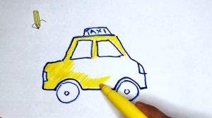 Рисуем машинку такси и раскрашиваем машинку такси - Drawing car taxi and coloring car taxi