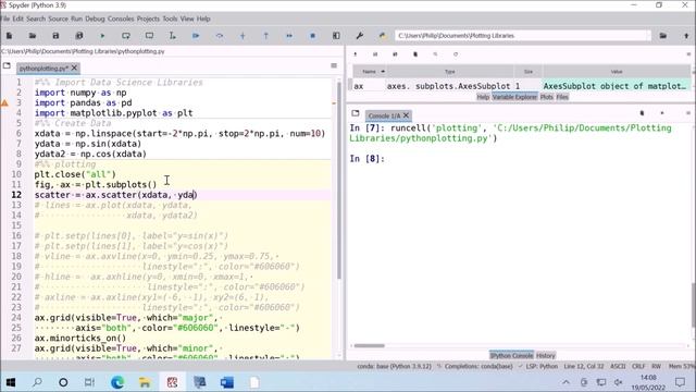 matplotlib the Matrix Plotting Library for Python (Spyder 5 IDE)