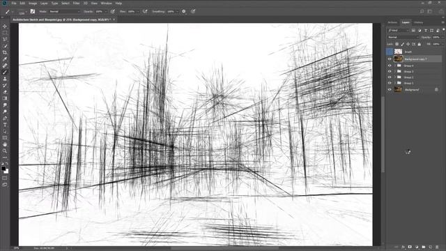 Architecture Sketch and Blueprint Effect in Adobe Photoshop CC 2019 ( Tutorial )