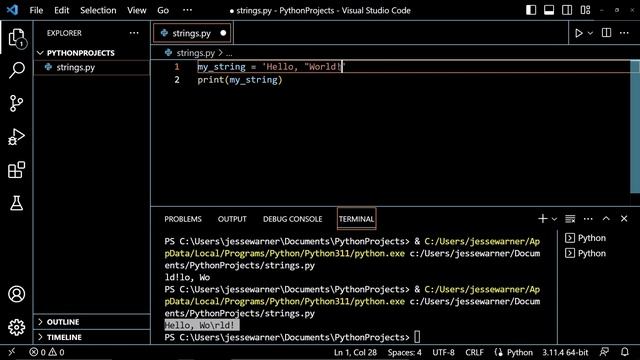 Use escape characters to put special characters in strings in #Python | #learnpython #pythontutoria