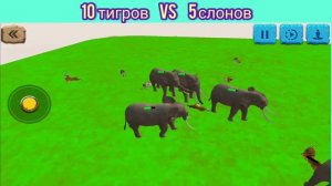 1 Слон против vs 5 динозавров - Animal Revolt Battle