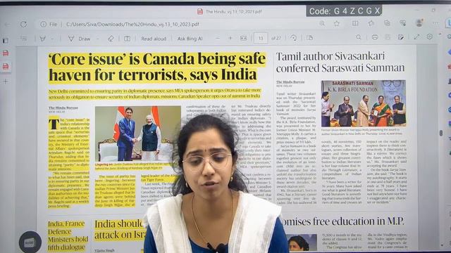 13 October 2023 | The Hindu News Analysis in Telugu by Lahari madam | UPSC Current Affairs 2023